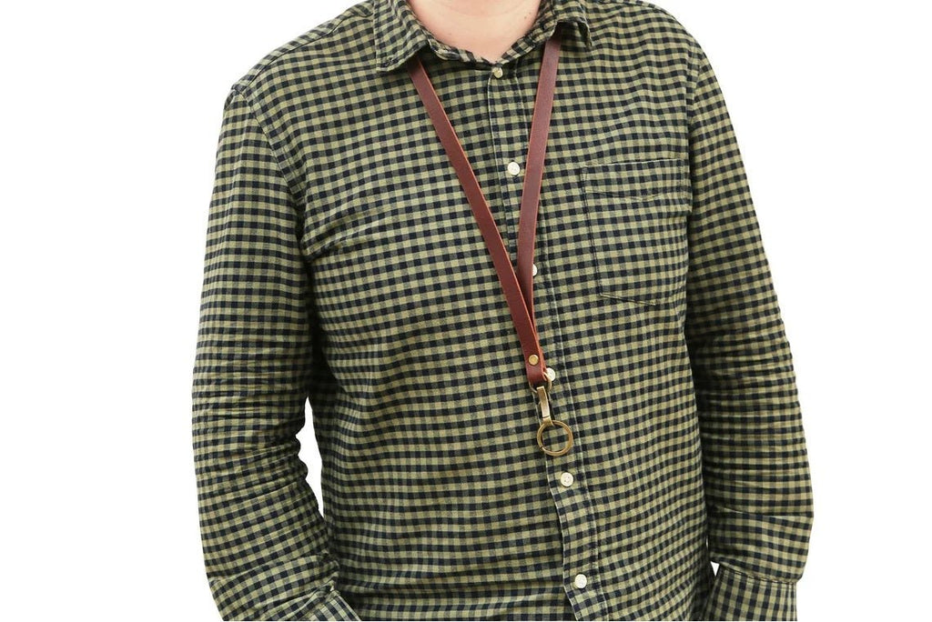 Personalized full grain Leather Lanyard for key ID