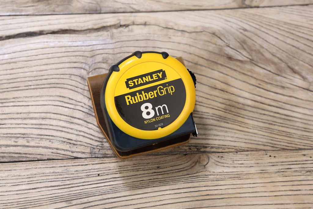 Personalized full grain Leather tape measure belt clip holster