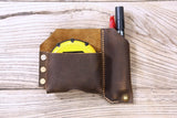 Personalized full grain Leather tape measure holder pouch