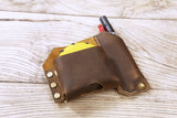 Personalized full grain Leather tape measure holder pouch