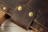 Personalized Hand stitched leather slim small laptop bag