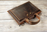brown leather lightweight laptop bag , leather Portfolio padfolio