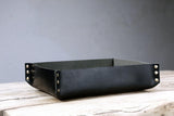 Personalized large Black gray leather tray