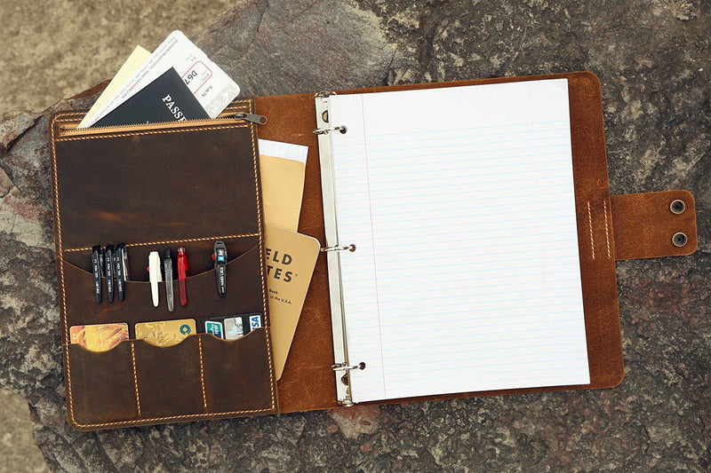 leather three ring binder