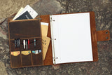 Personalized leather 3 ring binder portfolio
