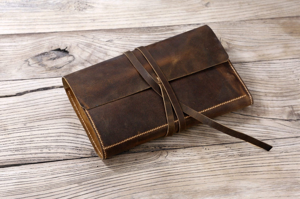 Personalized leather barber roll case , leather hairdressing bag