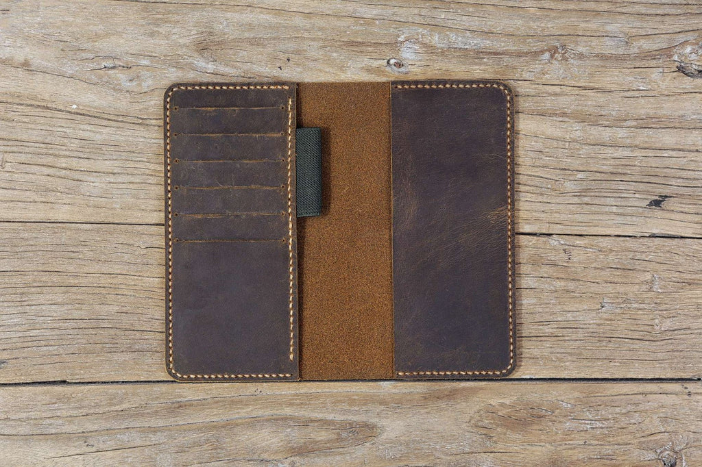 Personalized leather checkbook covers with pen holder