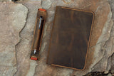 Personalized leather cover for large moleskine notebook