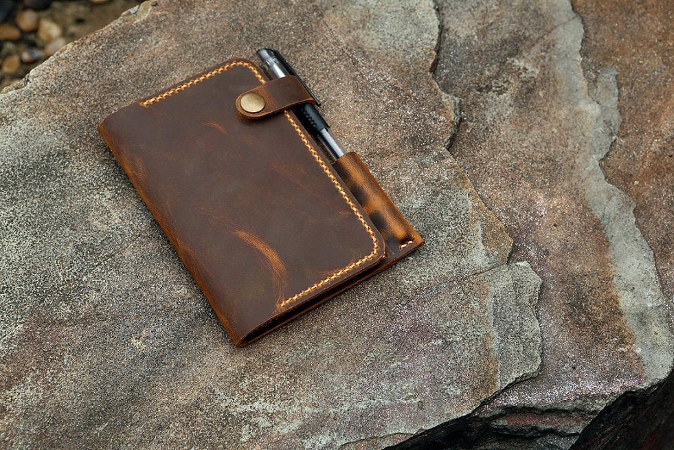 Personalized Leather field notes case wallet