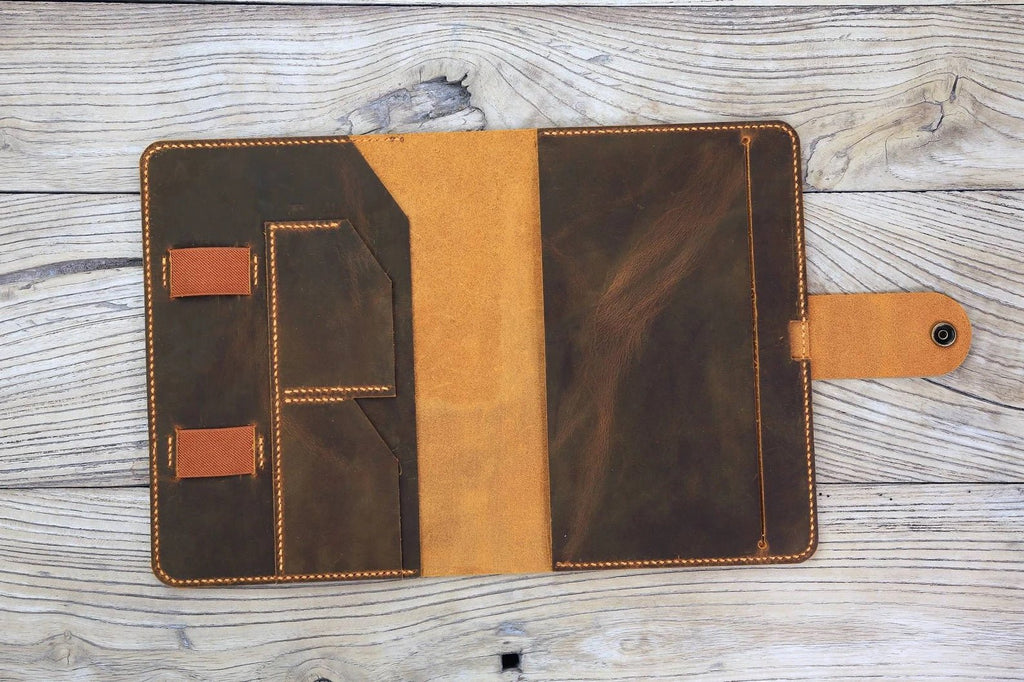 Personalized leather folio organizer for smart planner pro A5 B5 A4 size