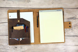 Personalized leather Padfolio , 8.5 x 11 padfolio , leather cover folio organizer for A4 / Letter size Notepad writing pad