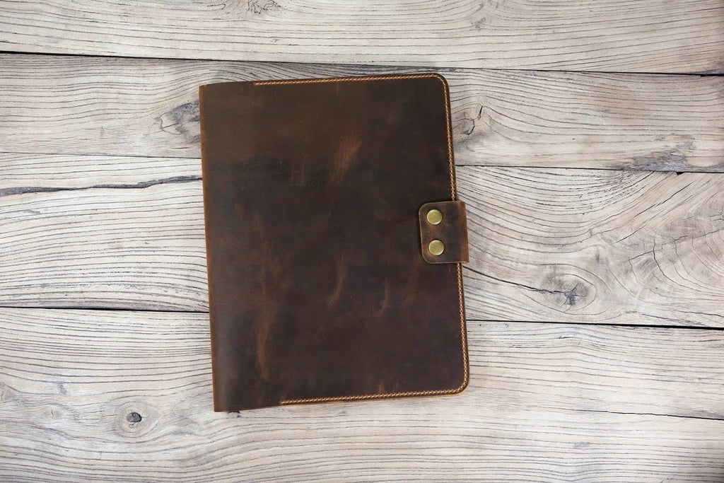 Personalized leather folio portfolio for 8.5 x 11 Letter size Notepad writing pad
