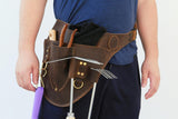 Personalized leather garden tool belt , distressed leather gardening belt farm floral belt