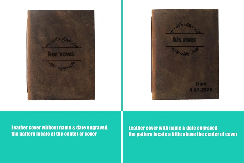 Personalized leather his and her vow book ,Personalized wedding couple gifts