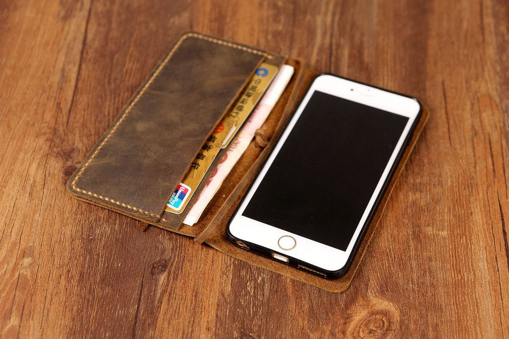 Personalized leather iPhone 16 15 14 13 12 11 Pro Max wallet case
