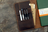 Personalized leather moleskine cover with pen holder