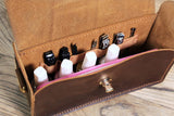 Personalized leather nail polish organizer bag