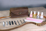 Personalized leather nail polish organizer bag