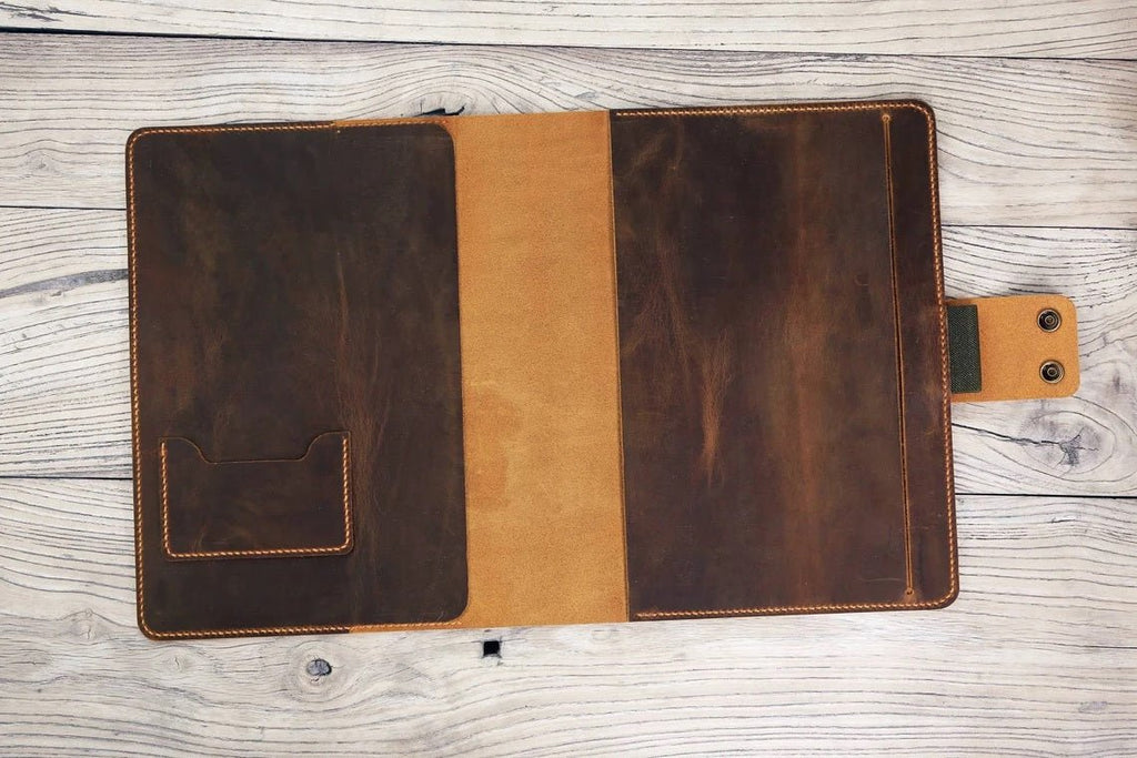 Personalized leather portfolio cover for Clever Fox Planner Letter size