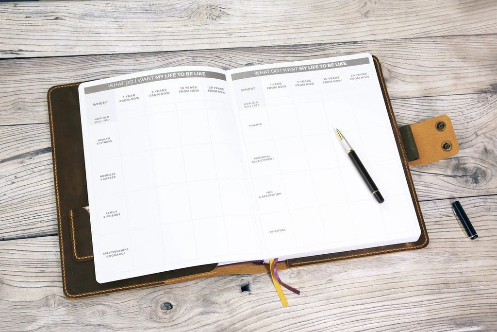 Personalized leather portfolio cover for Clever Fox Planner Letter size