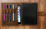 Personalized leather portfolio for A5 Moleskine Agenda Field notes notebook