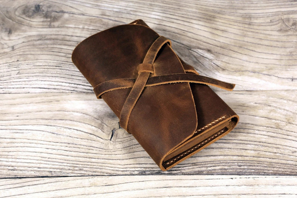 Personalized leather rolling tobacco pouch bag organizer