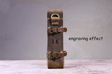 Personalized leather water bottle carrier holder for walking