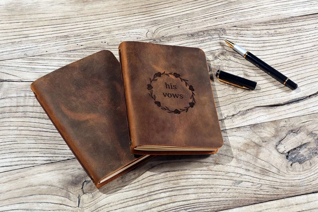 Personalized Leather Wedding Vow Books , his and her vow books