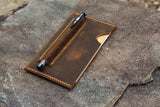 Personalized minimalist field notes leather sleeve pouch