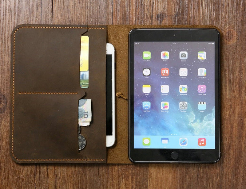 Personalized real leather iPad mini case cover