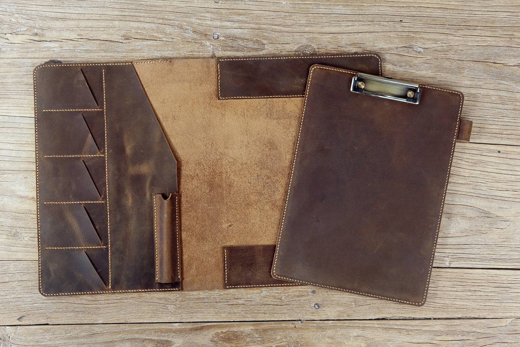 Personalized rustic leather clip board clipboard padfolio