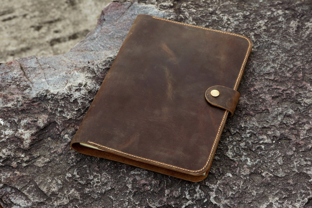 Personalized rustic real leather business portfolio