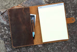 Personalized rustic real leather business portfolio