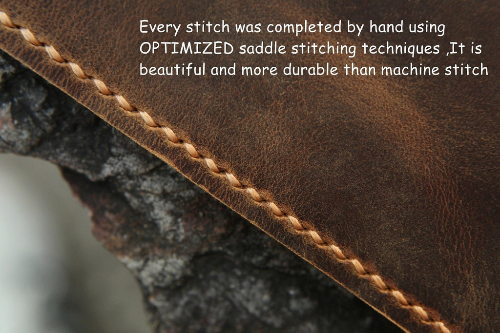 Personalized rustic real leather business portfolio