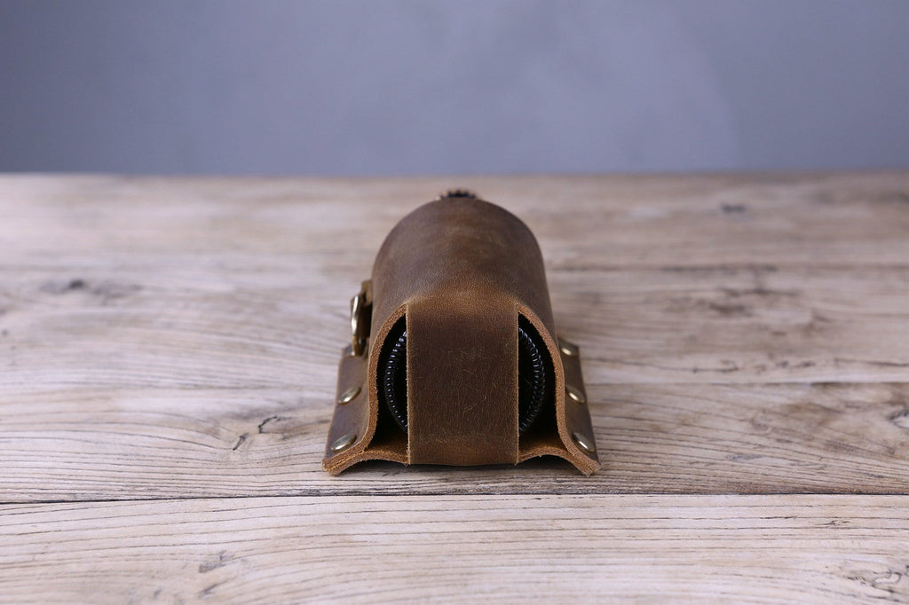 Personalized thick full grain leather beer holster