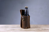 Personalized thick full grain leather beer holster
