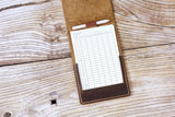 Personalized Vintage brown leather golf scorecard holder cover