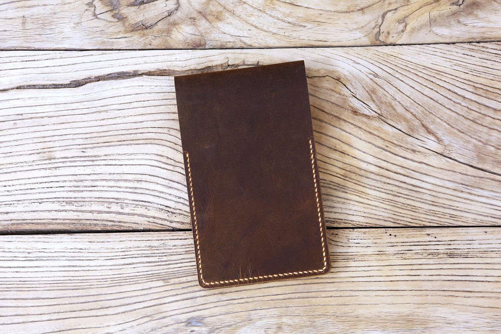 Personalized Vintage brown leather golf scorecard holder cover