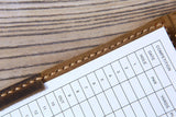 Personalized Vintage brown leather golf scorecard holder cover