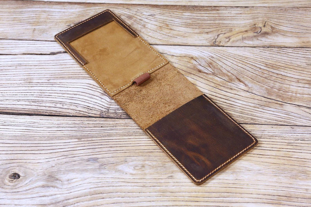 Personalized Vintage brown leather golf scorecard holder cover