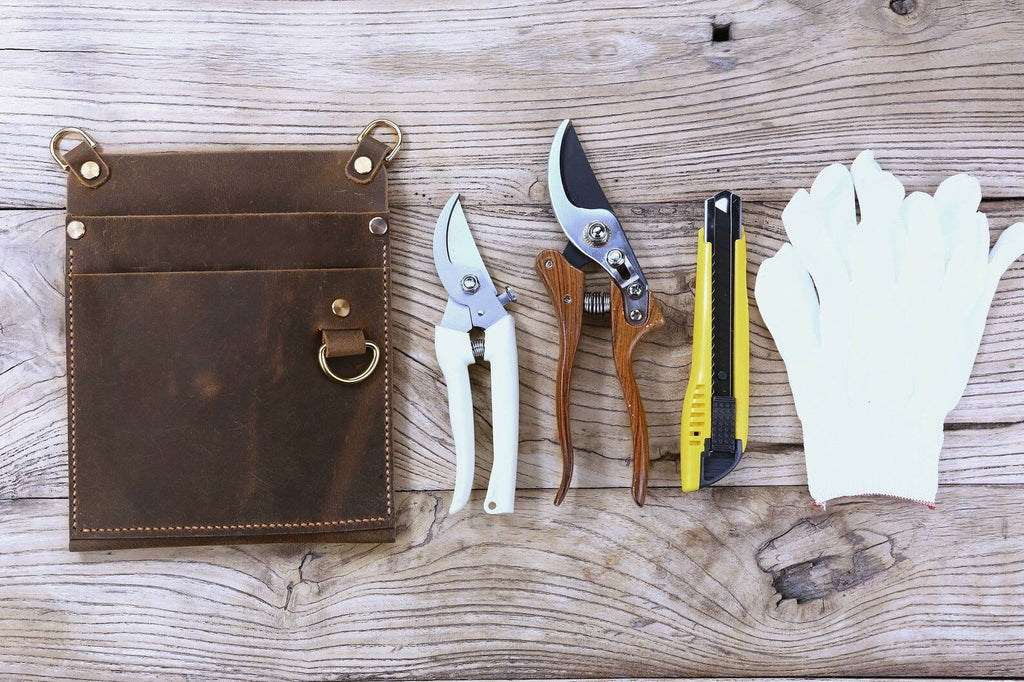 Personalized vintage leather florist garden tool belt