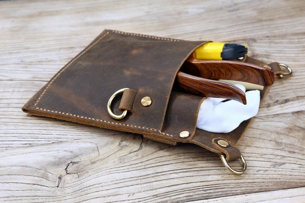 Personalized vintage leather florist garden tool belt