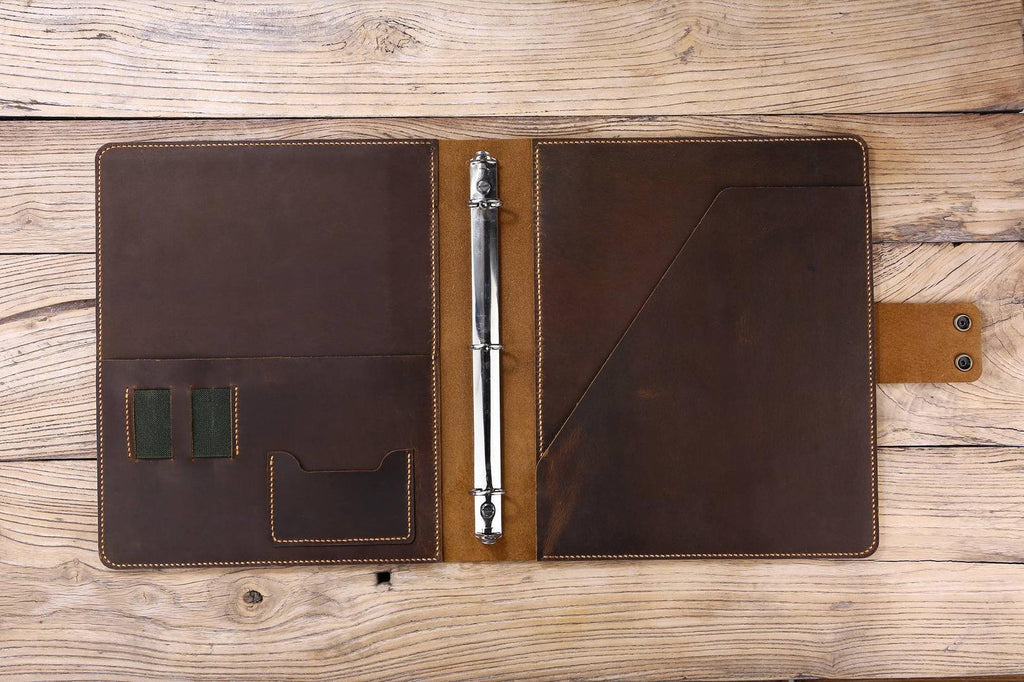 Personalized vintage leather sheet music organizer binder cover