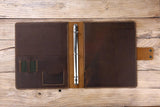 Personalized vintage leather sheet music organizer binder cover