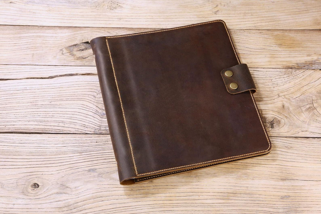 Personalized vintage leather sheet music organizer binder cover