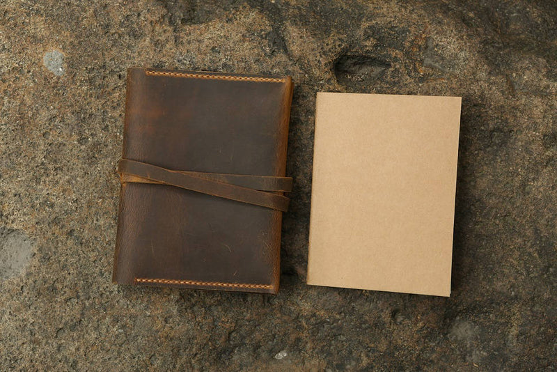 Simple A6 refillable leather journal notebook cover