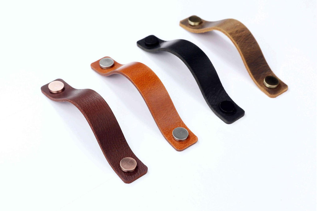 Premium full grain leather dresser handles drawer pulls furniture handles