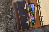 Refillable journal travel notebook / Leather ring binder portfolio cover