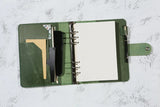 Retro Green leather notebook, refillable leather binder journal