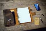 Retro leather A4 4 ring binder folder